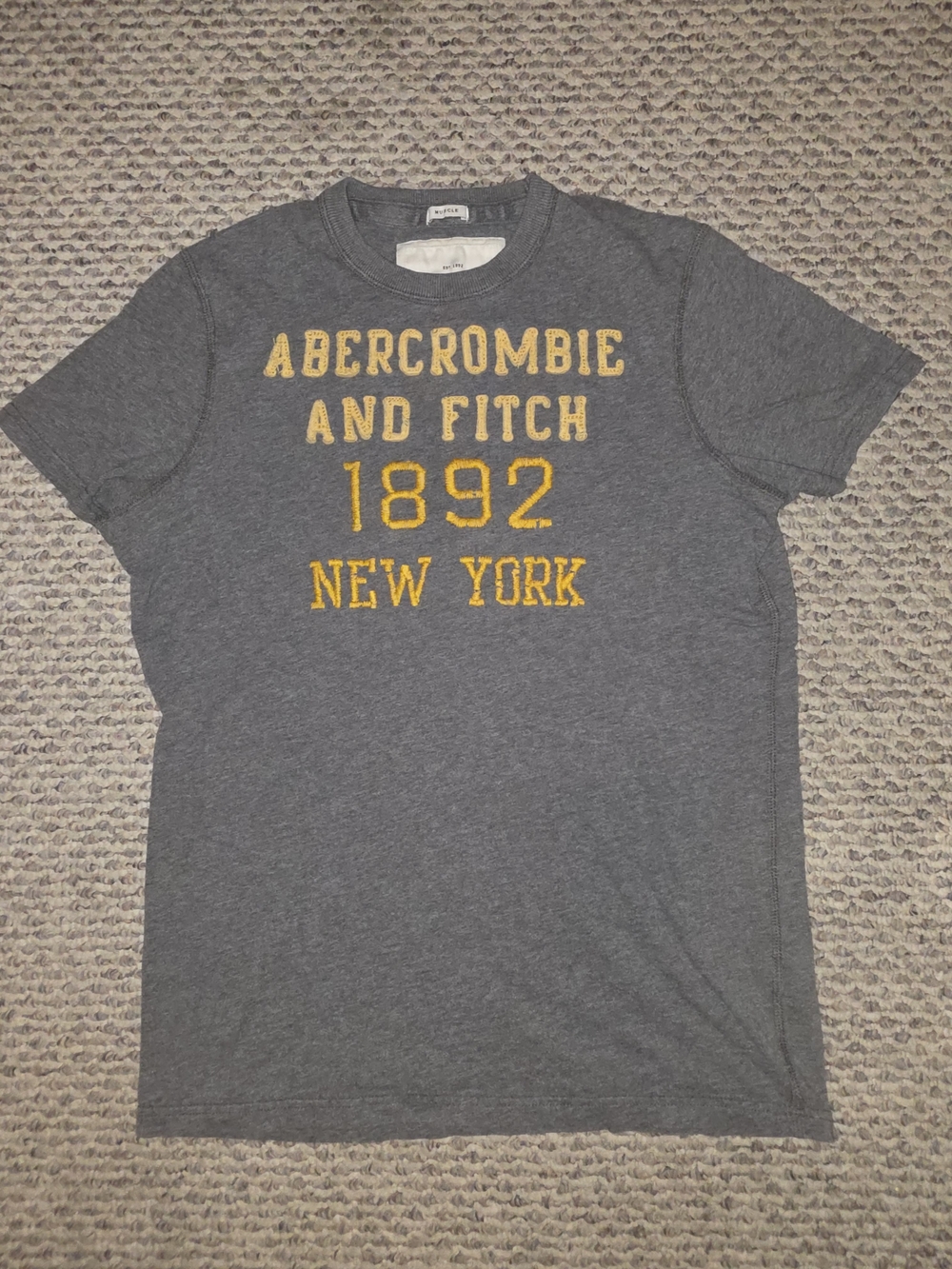 Abercrombie & Fitch Gray Tee with Yellow Lettering